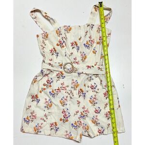 House of Harlow 1960 Floral Belted Romper Shortalls Linen Blend Women's 8 New